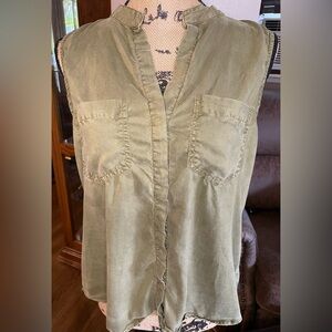 Bella Dahl Olive Sleeveless Blouse Sz L
